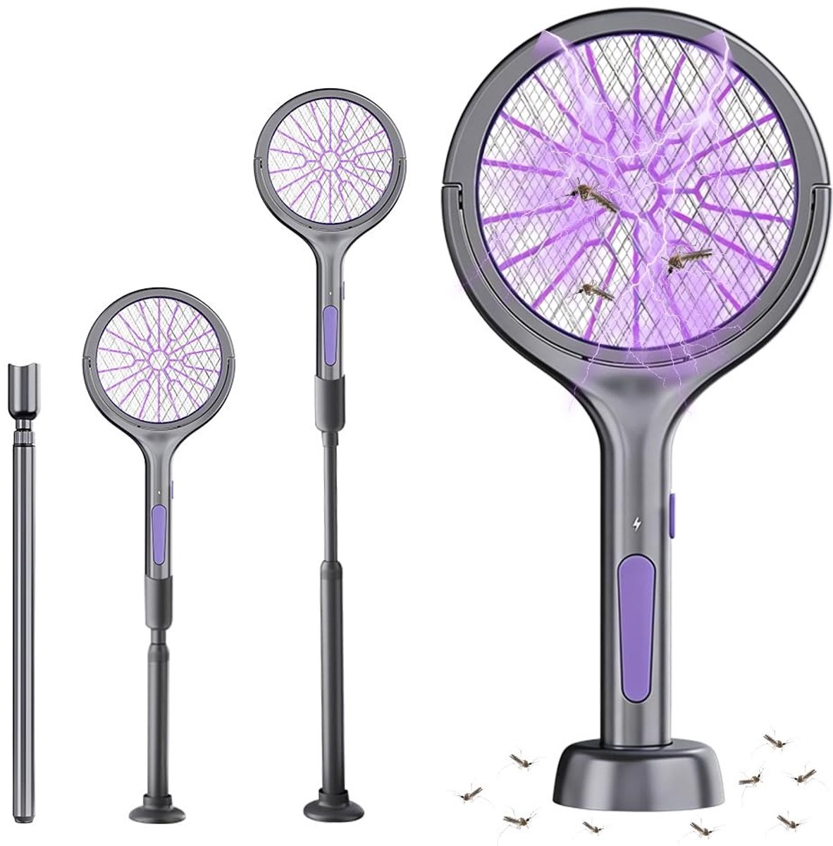 Solidchoice - Elektrische Vliegenmepper met Telescopische Steel