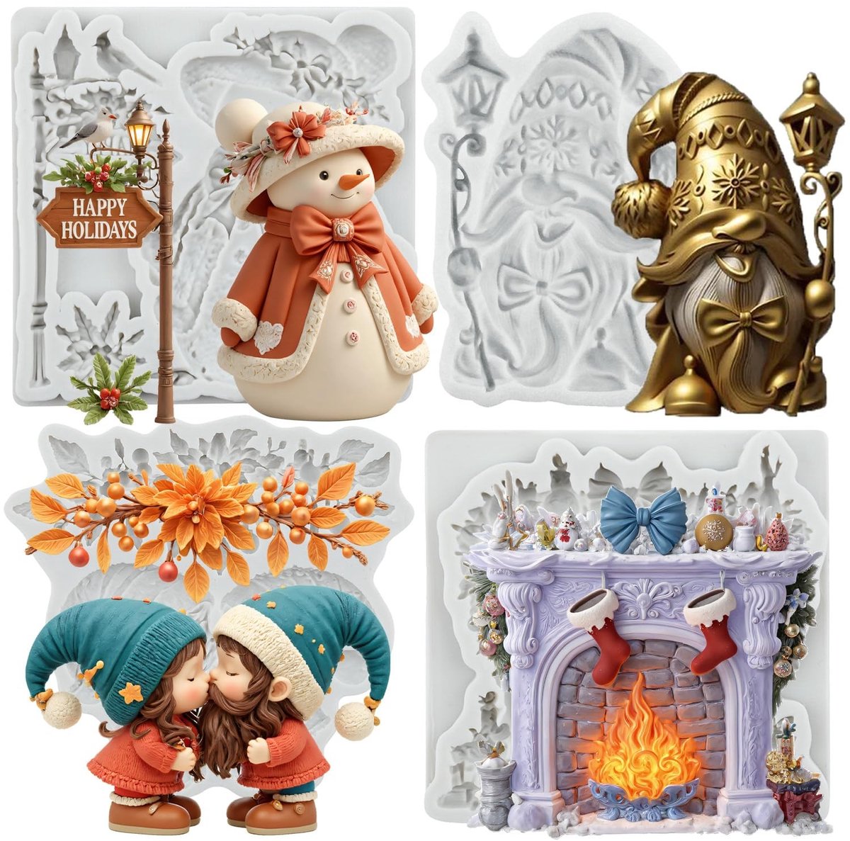 Solidchoice - Set van 4 Silicone Mallen voor Kerst Gnome Chocolade Decoratie