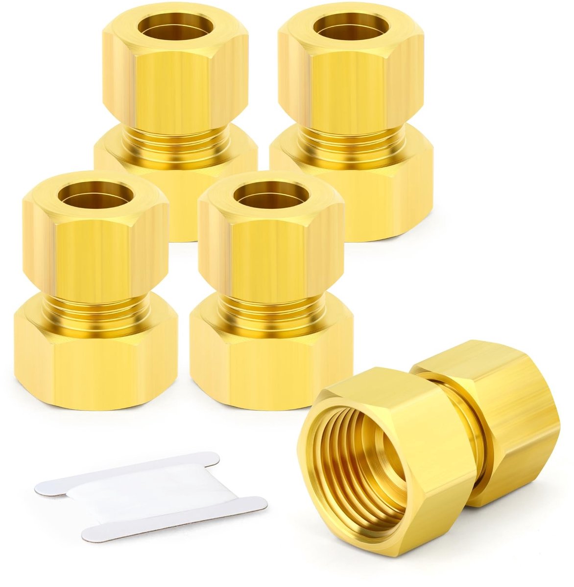 Solidchoice - 5 Stuks Messing Compressie Buiskoppeling 10mm x 1/4" BSP