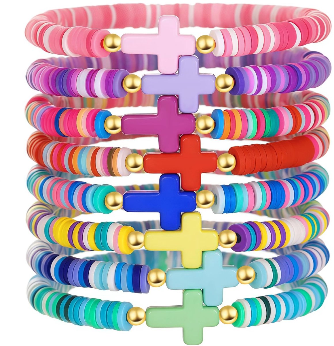 Solidchoice - Set van 8 Boheemse Kruisarmbanden voor Vrouwen