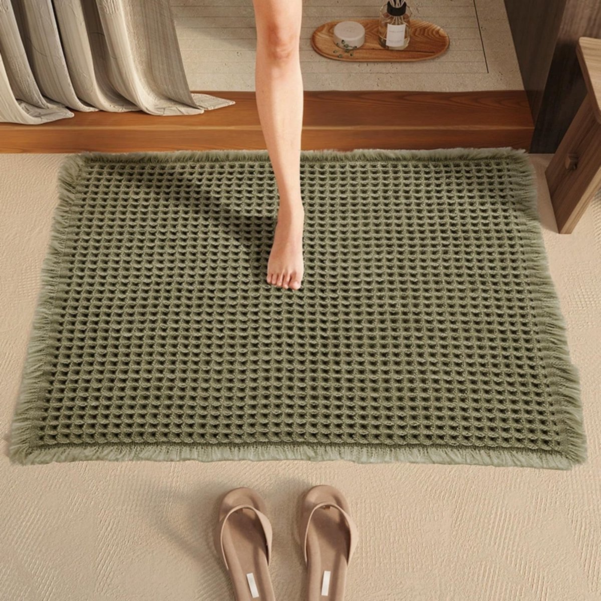 Solidchoice - Boho Badmat 60x90cm Antislip en Absorberend Groen