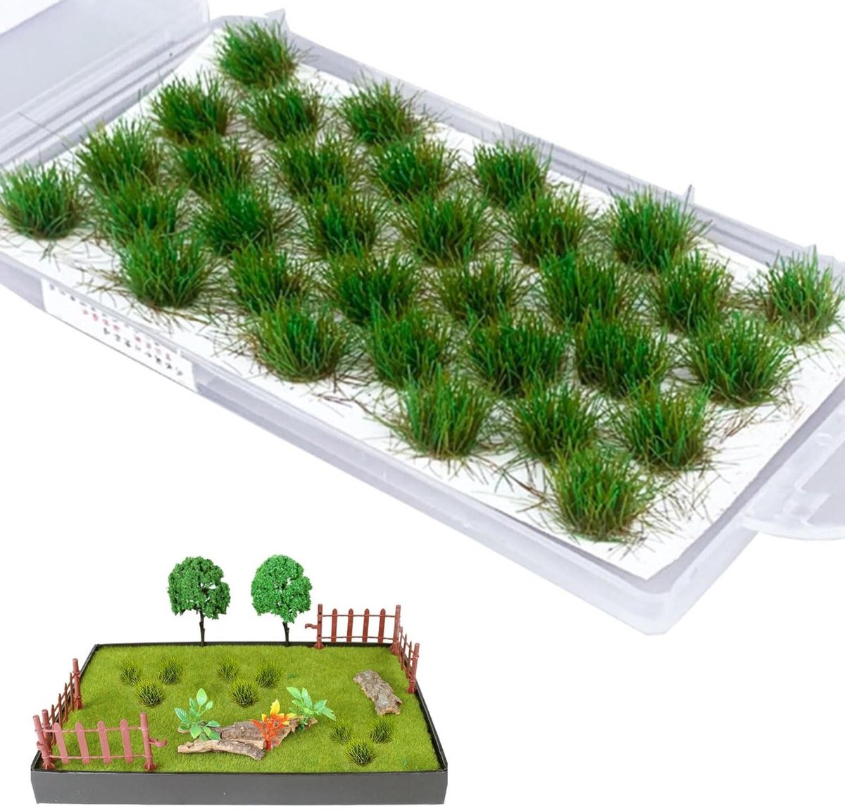 Solidchoice - Set van 32 Stukjes Kunstgras voor Miniatuur Decoratie