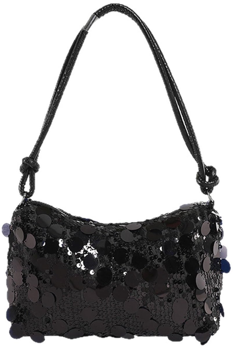 Solidchoice - Zwarte Sequined Tas voor Feestelijke Gelegenheden