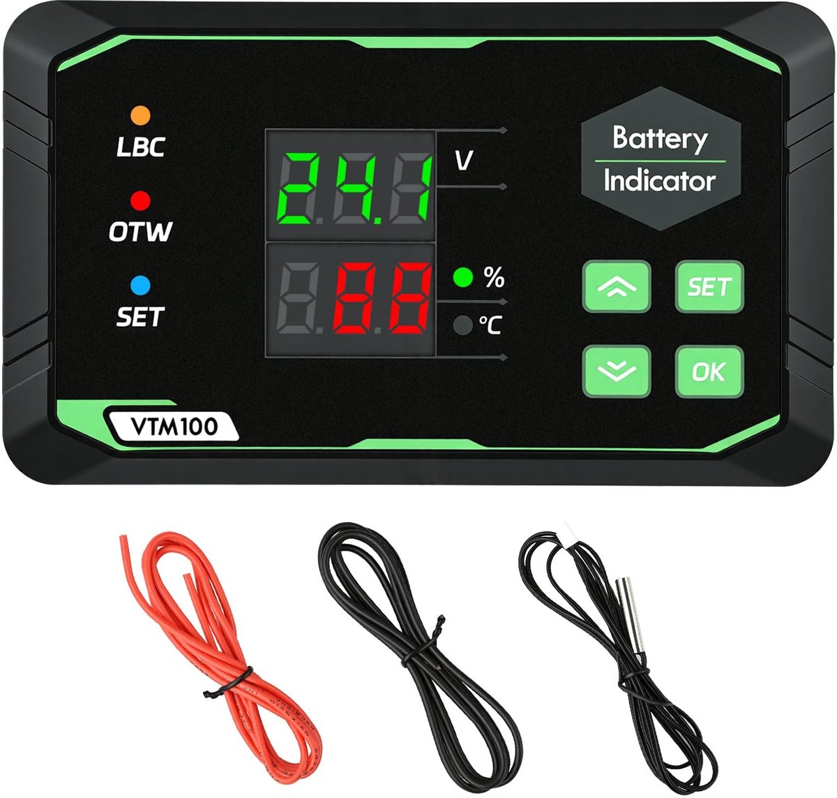 Solidchoice - Slimme Batterijmeter met Alarm en Temperatuurweergave