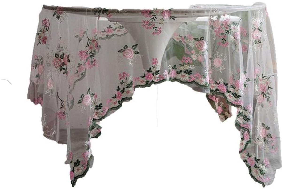 Tafelkleed Vintage Geborduurd Kant - Tafelkleed Rechthoekig - Tafelkleed 130 x 130 cm - Tafelkleed Bloemenpatroon - Tafelkleed Afwasbaar - Tafelkleed voor Bruiloft - Tafellaken