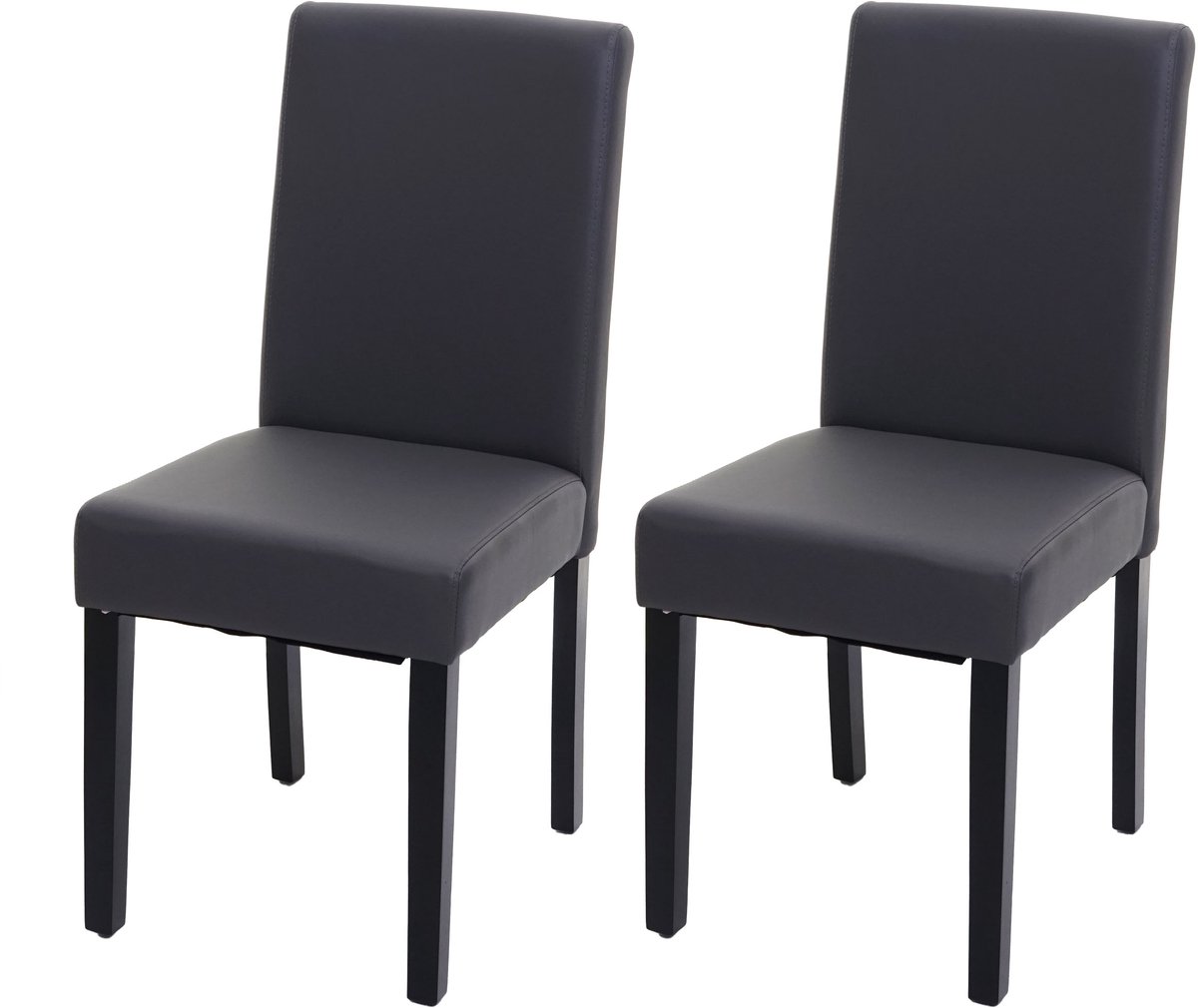 Set van 2 eetkamerstoelen Keukenstoel Littau ~ kunstleer, grijs mat, donkere poten