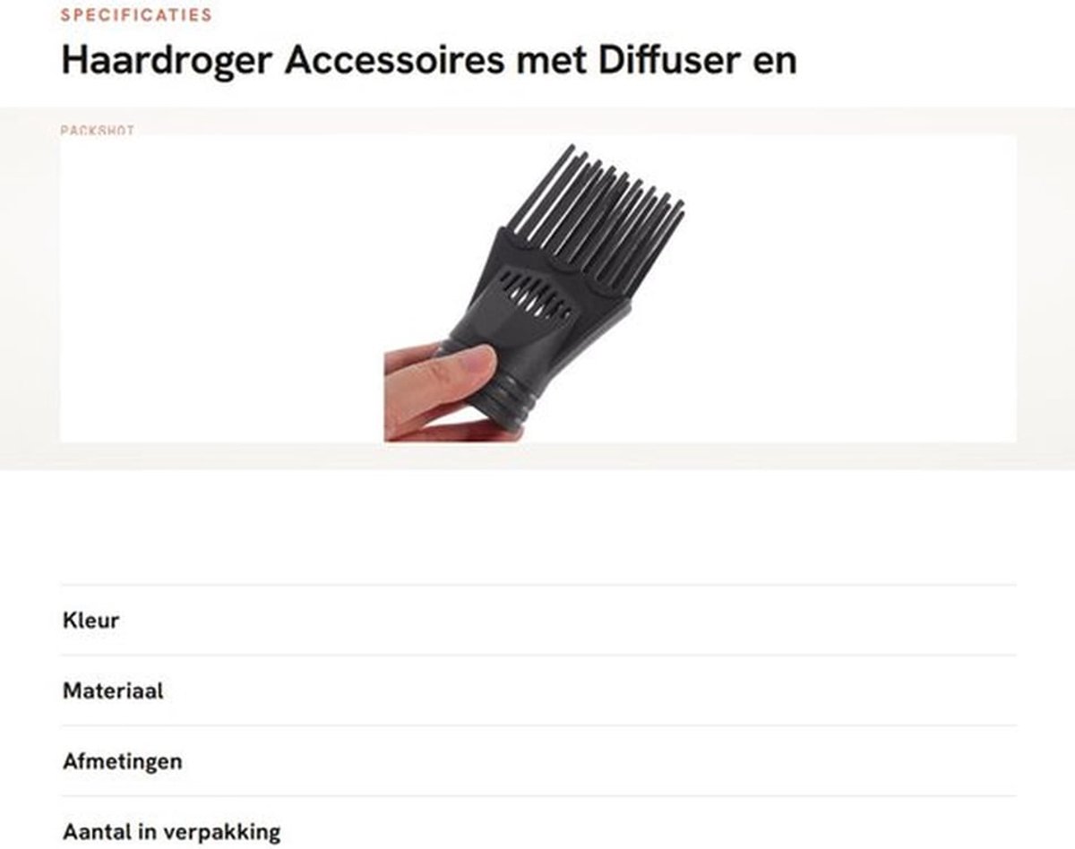 Haardroger Accessoires met Diffuser en Kam voor Efficiënt Haarstyling