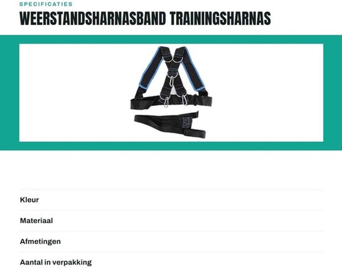 Weerstandsharnasband multifunctioneel - Trainingsharnas - Schouderharnas - Nylon - Gedempte schouderbanden - Flexibele trainingsmogelijkheden