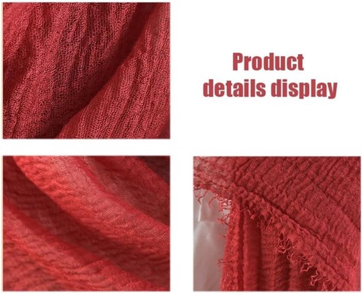 Damessjaal - Sjaals - Katoen en linnen - Effen - Hoofddoek - Stola - Halsdoek - Geschikt voor dames - Donkeroranje - Dagelijks dragen - 90 x 175 cm - Lente - Zomer - Herfst - winter