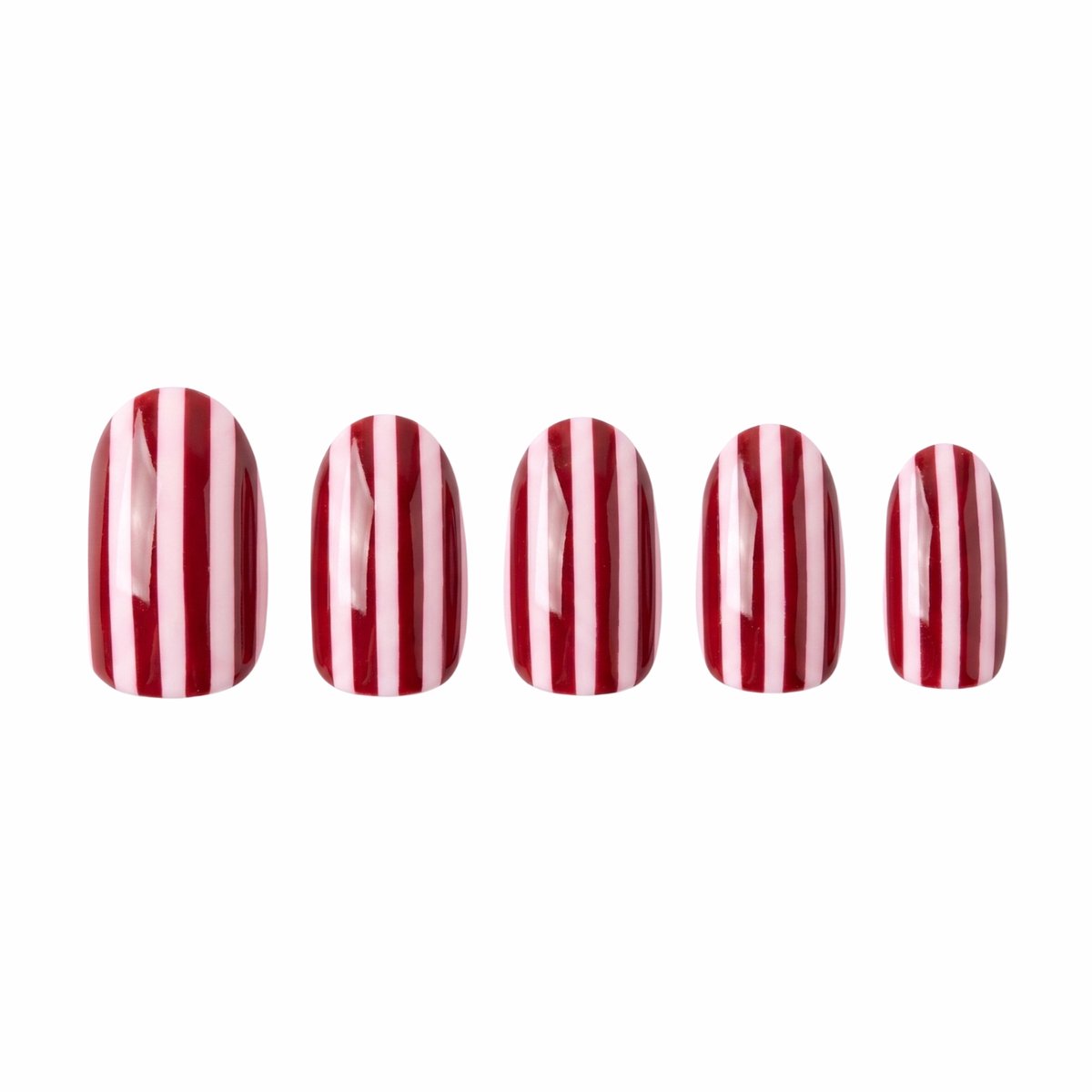 Boozyshop ® Press On Nails Candy Cane - Kunstnagels / Plaknagels - Roze & Rood met Strepen - Inclusief Nagellijm - 24 Stuks
