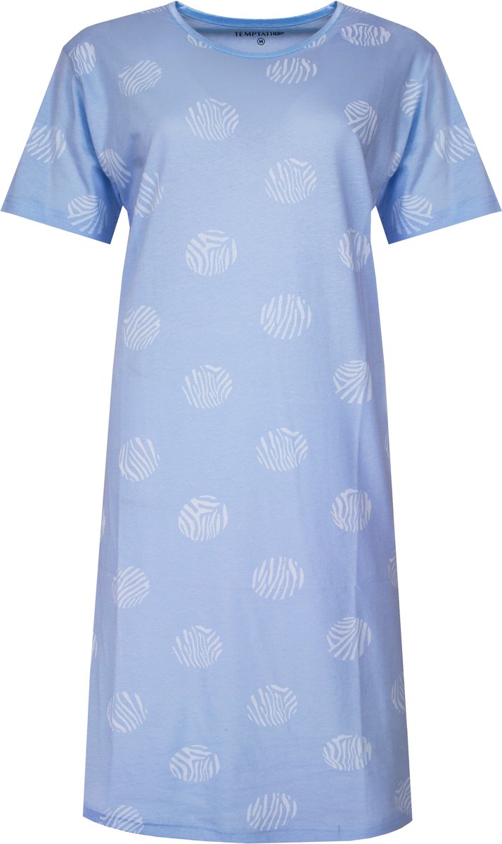 Temptation Dames Big Shirt - Korte Mouwen - Blauw - Maat L