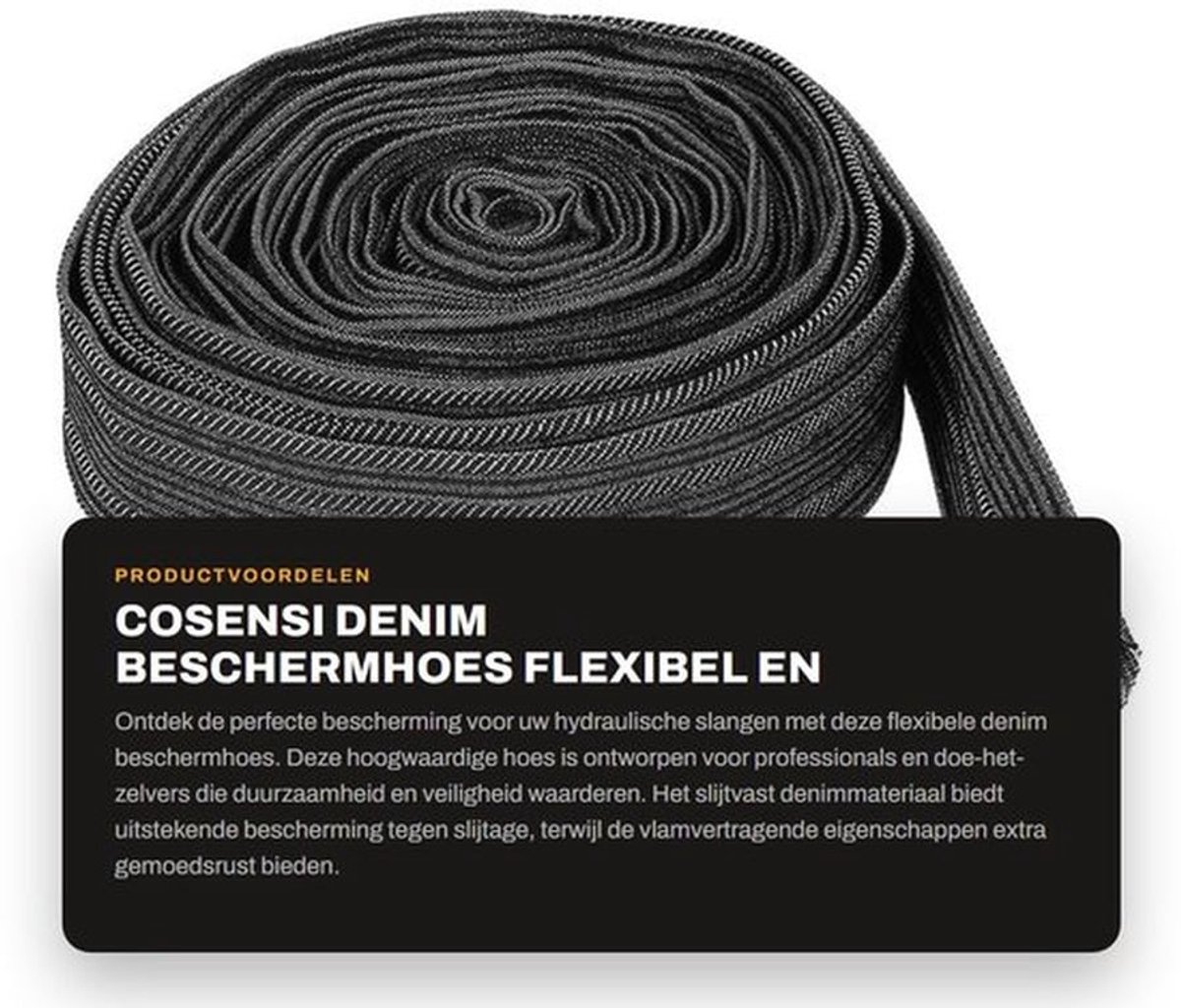 Beschermhoes Slijtvaste Denim - Flexibele Manchet - Kabelafdekking - Slangbescherming - 7,5 Meter Lang - Hoogwaardige Kwaliteit