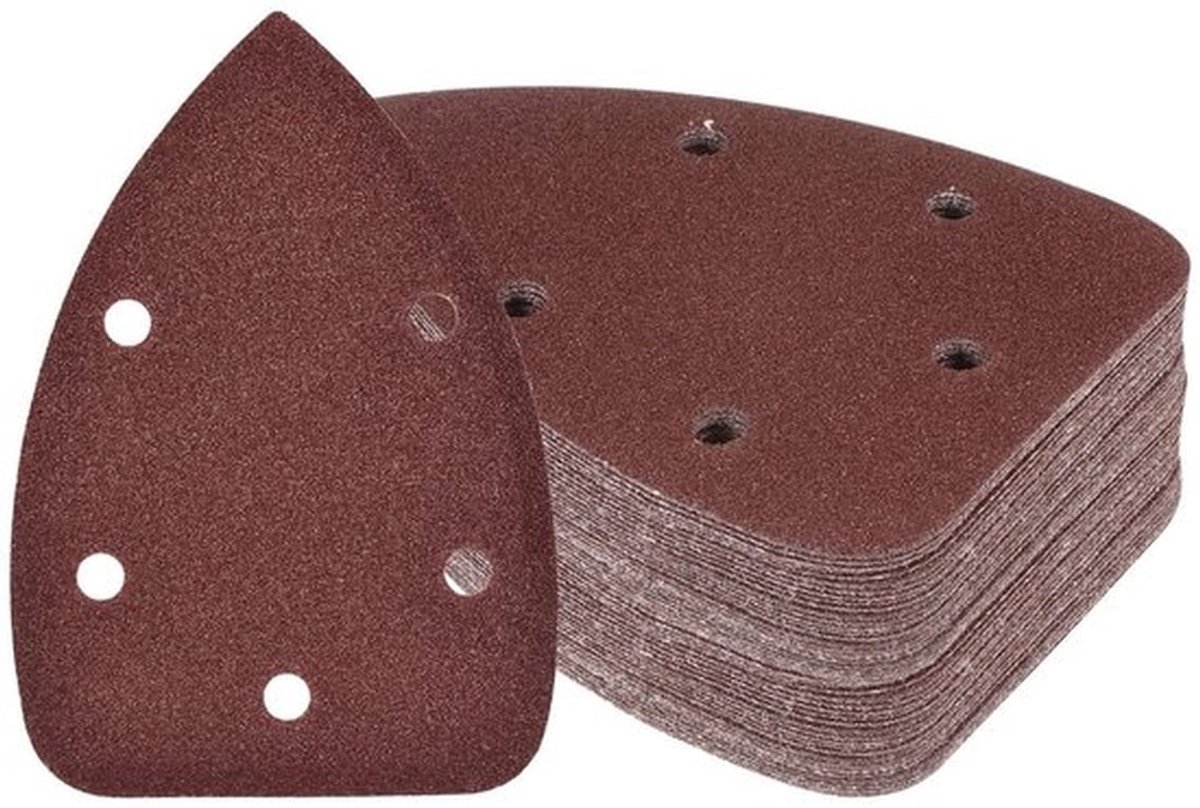 Driehoekig Schuurpapier - 50 Stuks - Geschikt voor Houten Meubels - Korrel 80 - Haak en Ring - Aluminiumoxide - Voor Polijsten