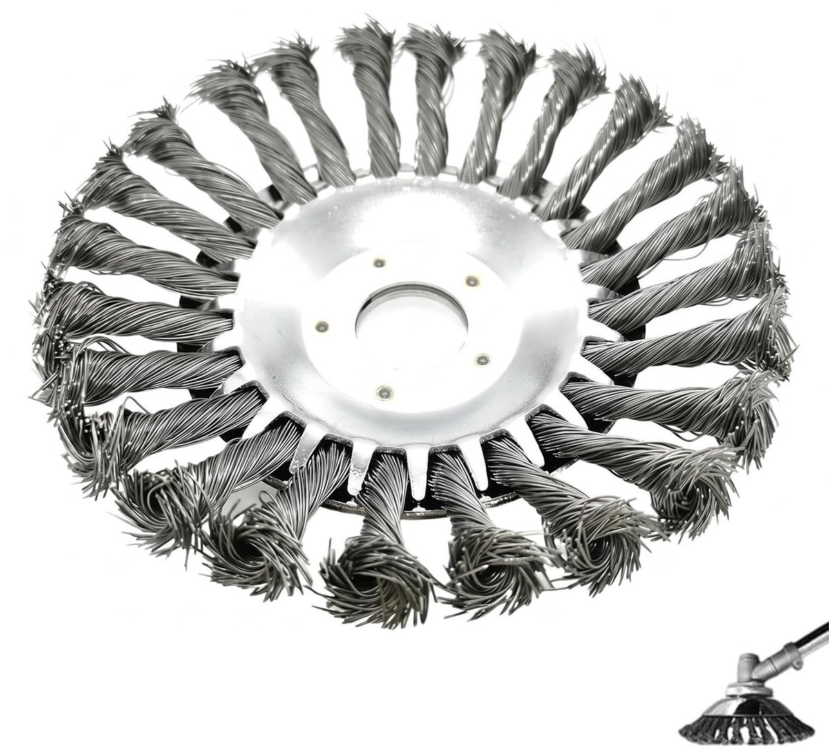 15 cm stalen draadborstel voor grastrimmers, robuuste trimmerkopborstel, professionele onkruidborstel voor snoerloze grastrimmers, opzetstuk voor het verwijderen van onkruid in tuinen en op paden (1 stuk)