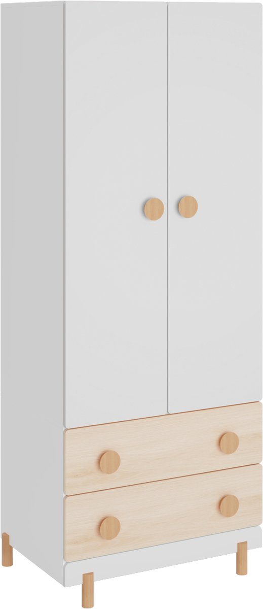 Kinderkledingkast Vaarentaa 156x60x41 cm wit en eikenkleurig [en.casa]