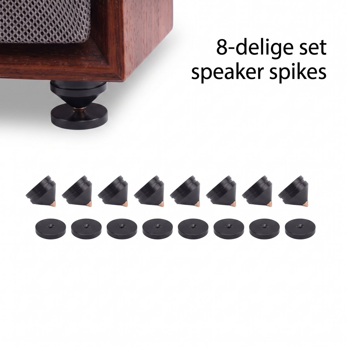 Namajunas—speakerstands—speaker standaard bureau—Speaker standaard universeel,—set van 8 aluminium speakerstands 23 mm, trillingsdempende isolatievoetjes voor luidsprekers, versterkers, hifi, platenspeler en home cinema,