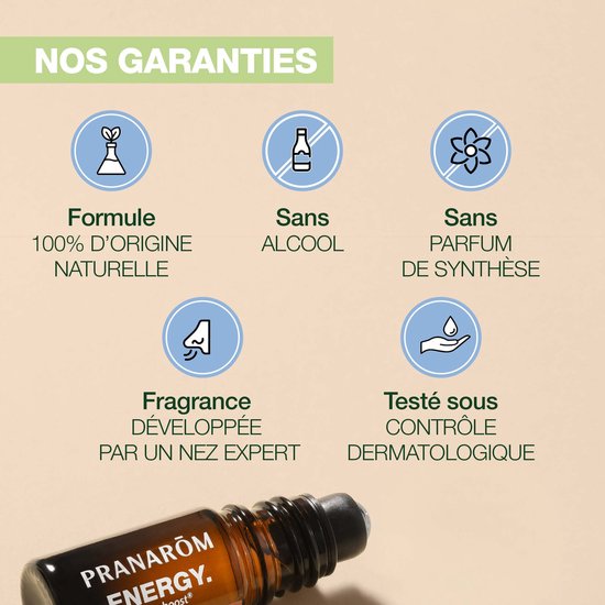Pranarôm Energy bio roll-on flesje met oranje label.
