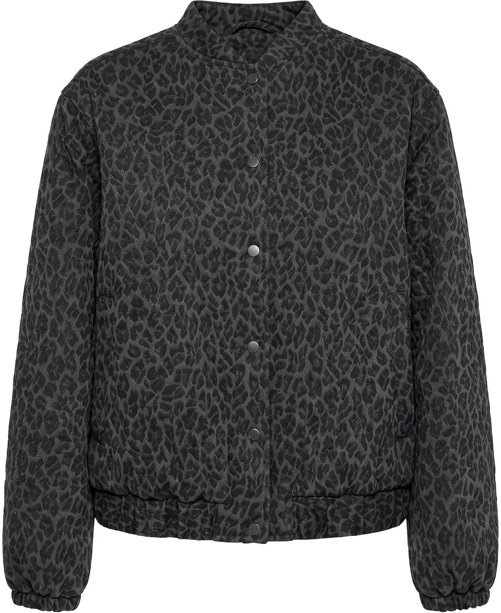 Studio Untold - Dames - Luipaard-blouson oversize shape collegekraag - Donkerolijf - Maat 58+