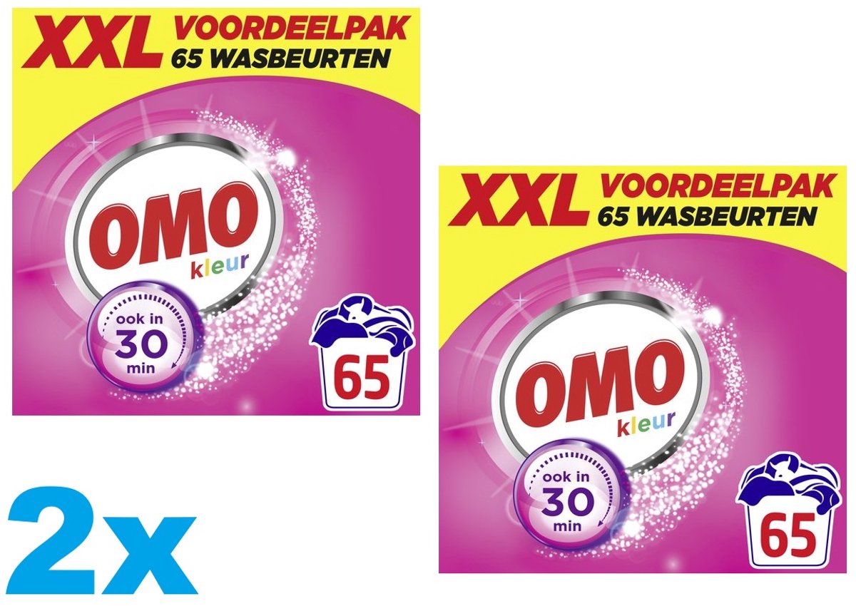 Omo XXL Waspoeder - Kleur - 2 x 65 Wasbeurten - 2 Stuks