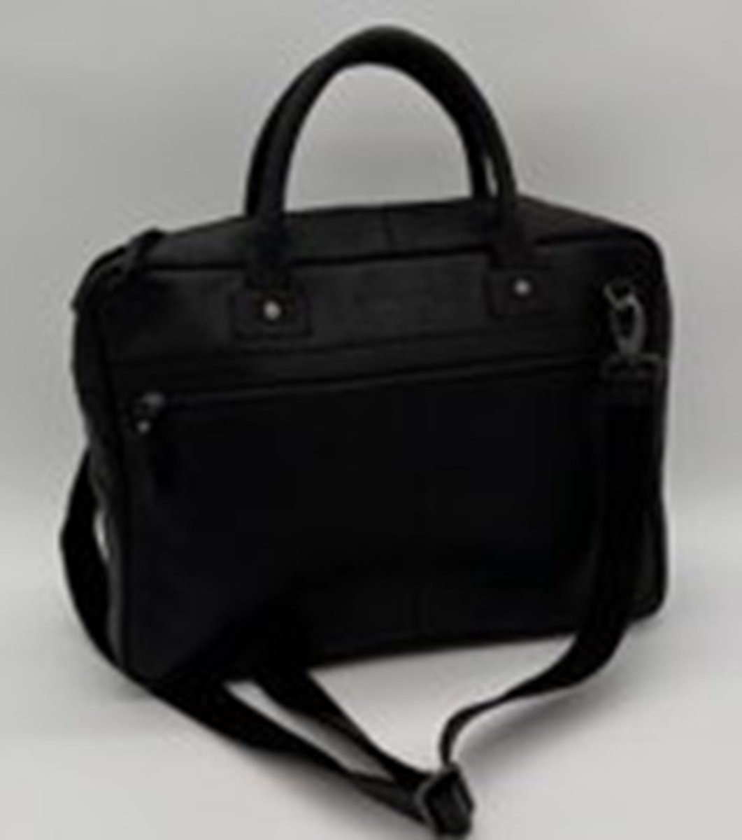 Daniel Ray Pretoria Leren Laptoptas 16,4 inch - Zwart