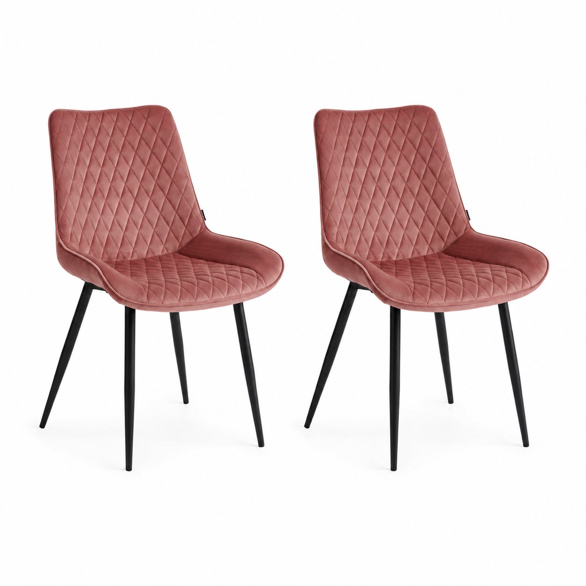 Colenis - Adama Eetkamerstoel - Set Van 2 - Roze - Fluweel - Velvet - Industrieel
