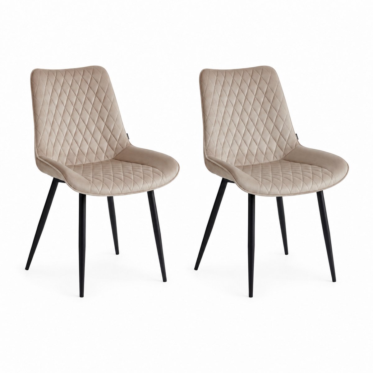 Colenis - Adama Eetkamerstoel - Set Van 2 - Beige - Fluweel - Velvet - Industrieel
