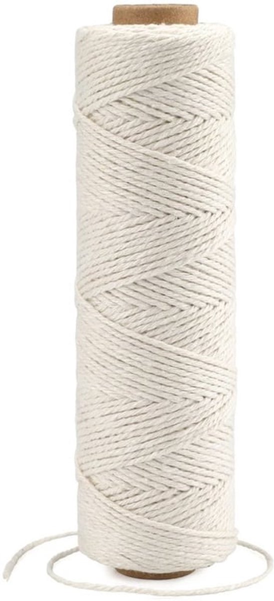 Katoenen Touw 100m - Beige Koord - 1mm Dikte - Ambachtelijk String - Keukentouw - Ideaal voor Knutselen - Tuin Touw