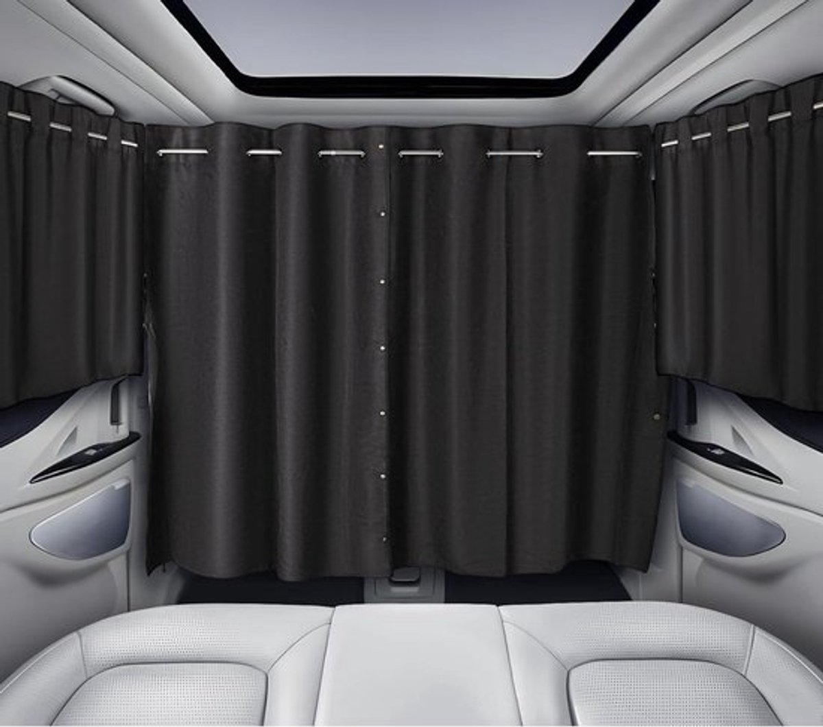 Zonweringsgordijn set voor auto - Inkijkbescherming - Zonwering - Raamverduistering - Campergordijnen - Reisaccessoires - Autocamping - Groot formaat 180 x 126 cm