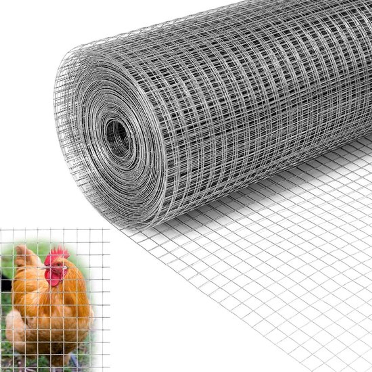 Verzinkt gaas 1 x 20 meter - 12.7 mm gaten - fijnmazig gaas hekwerk voor kippenhokken en volière