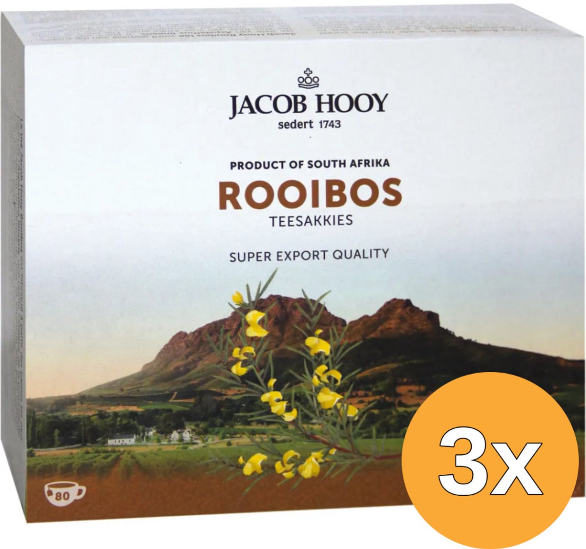 3x Jacob Hooy Rooibosthee Sakkies (80 stuks)