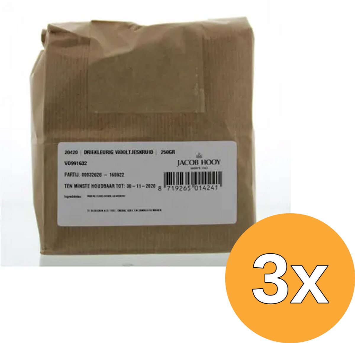 3x Jacob Hooy Driekleurig Viooltjeskruid (250 gr)
