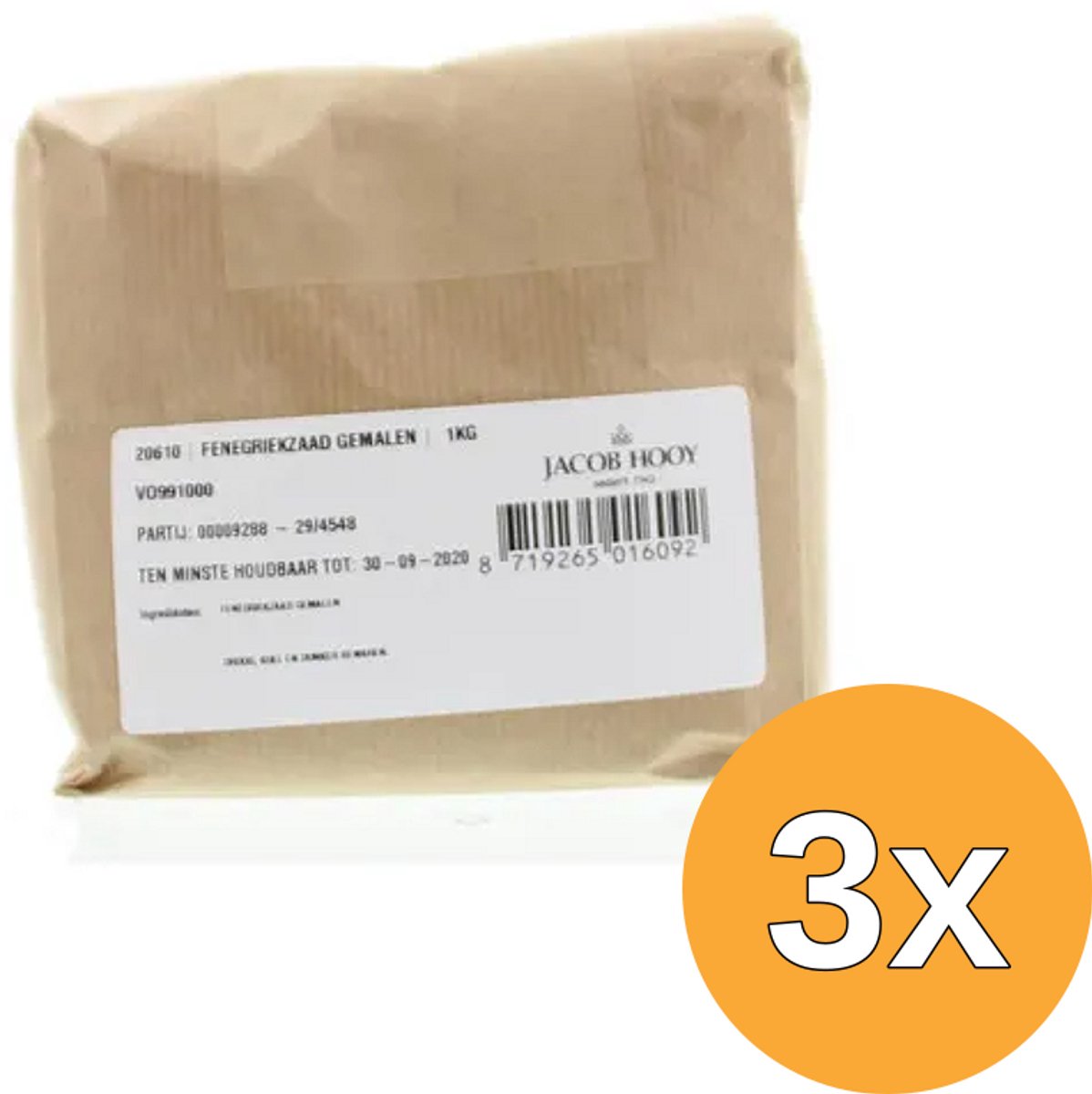 3x Jacob Hooy Fenegriek Gemalen (1000 gr)