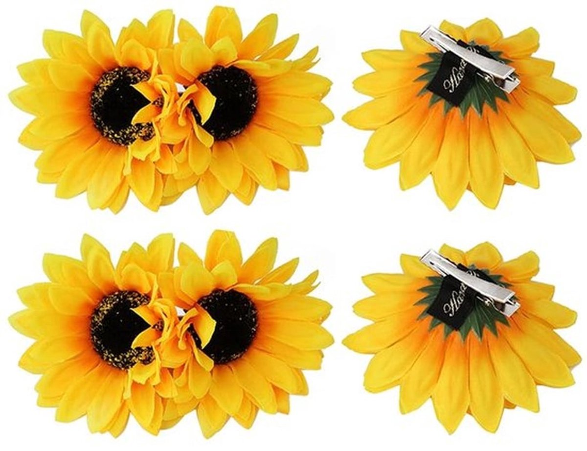 Haarklem Zonnebloem - 6 Stks - Haarspelden - Bruiloft - Bruidsaccessoires - Styling - Vakantie Decoratie - Haarklip