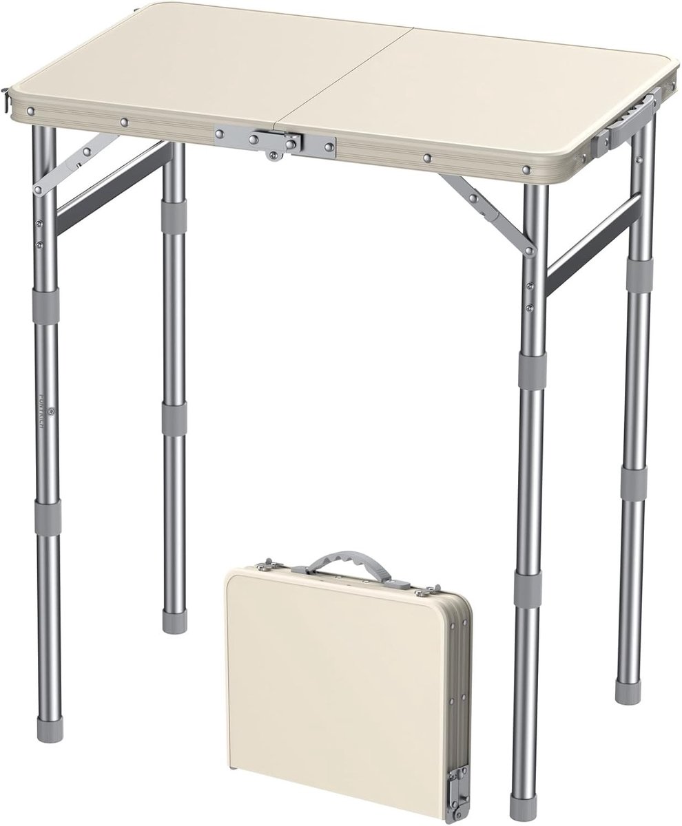 Vouwbare campingtafel met 3 verstelbare hoogtes, waterdicht en lichtgewicht | Ideaal voor picknicks, barbecues en buitenactiviteiten, 58 x 40 cm