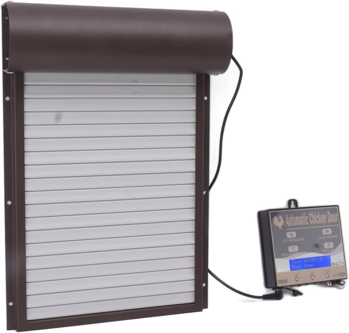 Automatische Deuropener voor Kippenhok, 3-in-1 Multi-Kippenklep met Lichtdetectie, Timer en Afstandsbediening, Bruin en Duurzaam