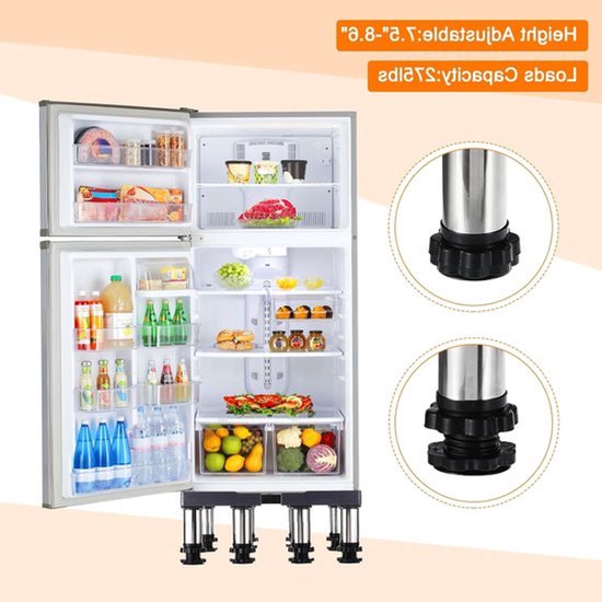 Mini Koelkast Ondersteuning met 8 Poten, Verstelbaar en Duurzaam, Geschikt voor Koelkast en Wasmachine, 14-17 cm Hoogte — afbeelding 2