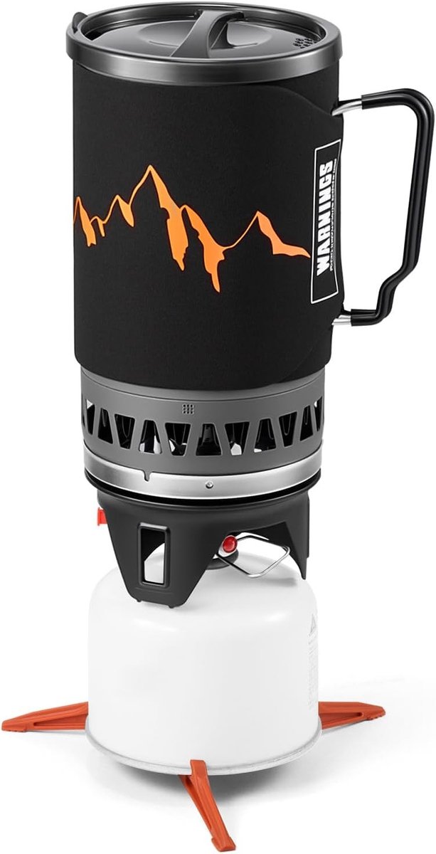 Draagbaar Kooktoestel voor Kamperen, 1.4 L Kookpot met Gasbrander voor Hiking, Trekking en Noodgevallen