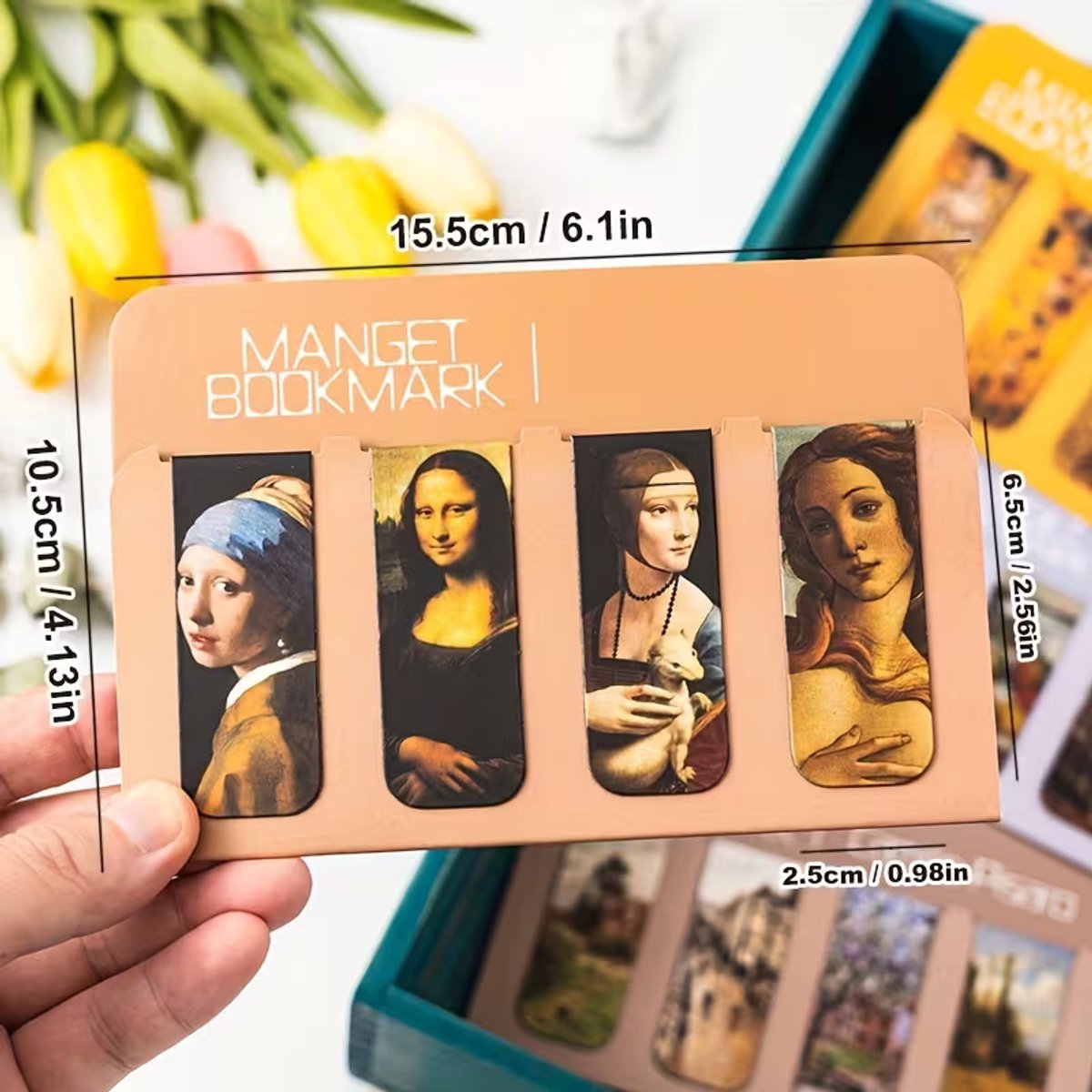 Viwado® Magnetische Boekenleggers 4 Stuks – Kunst & Olieverfschilderijen – Artistieke Bladwijzers – Boekenaccessoires