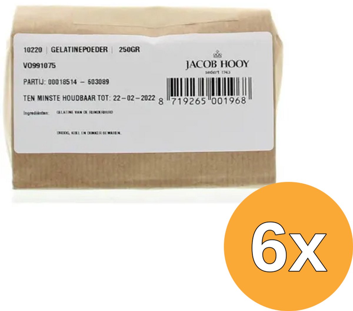 6x Jacob Hooy Gelatinepoeder (250 gr)