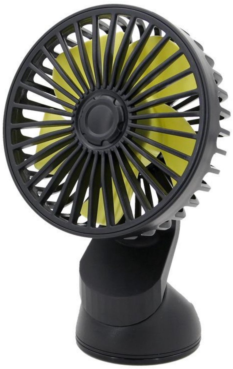 GELLDG USB Ventilator - 12V 24V Auto Ventilator met Zuignap - 3 Snelheden - Geschikt voor Auto en Kantoor - Kunststof - Compacte Tafelventilator voor Persoonlijke Koeling