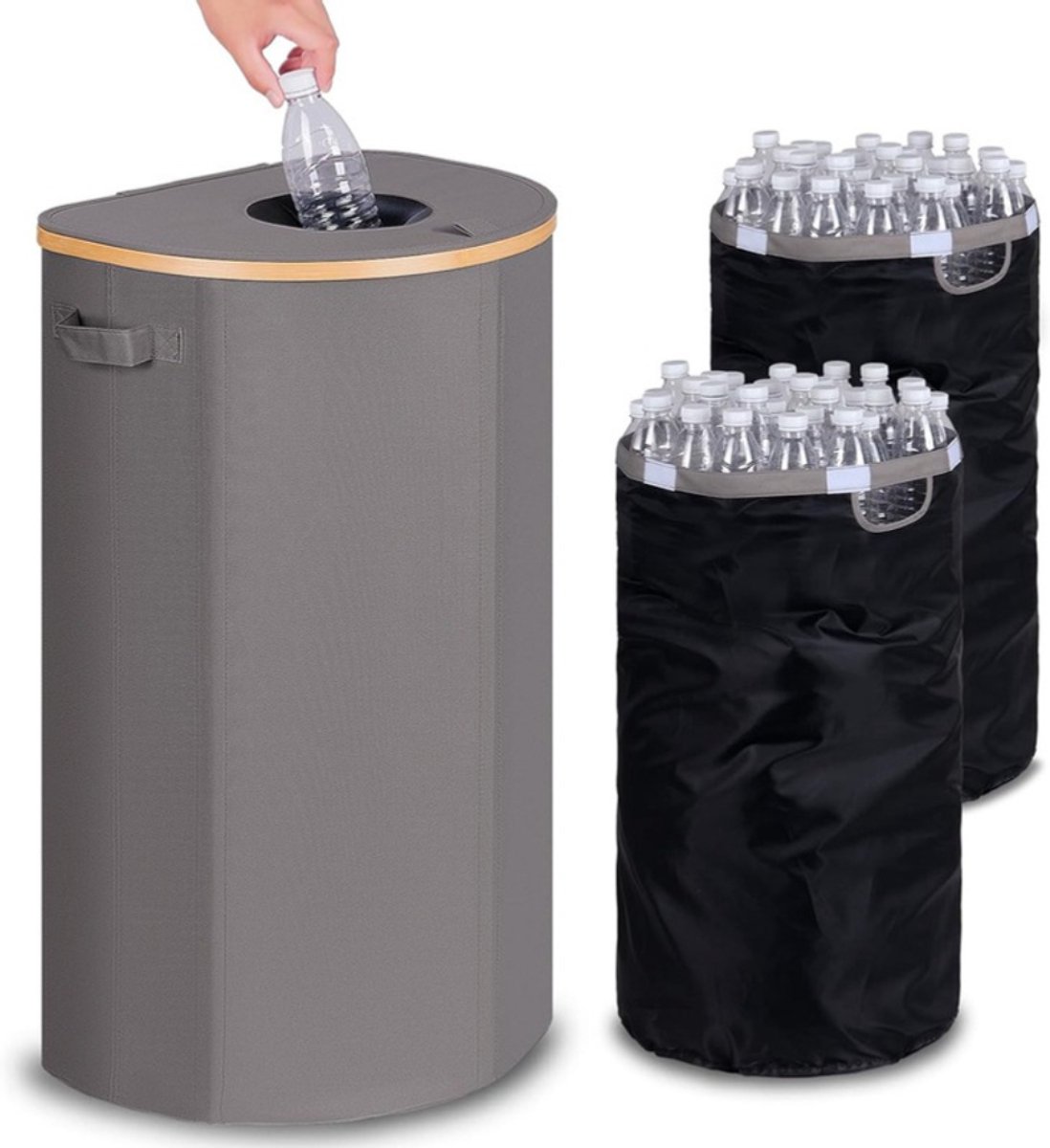 Zylo® Statiegeld Container - Container - Vuilnisbak - 30-40 Lege Flessen Capaciteit - 44x33x74cm - Grijs