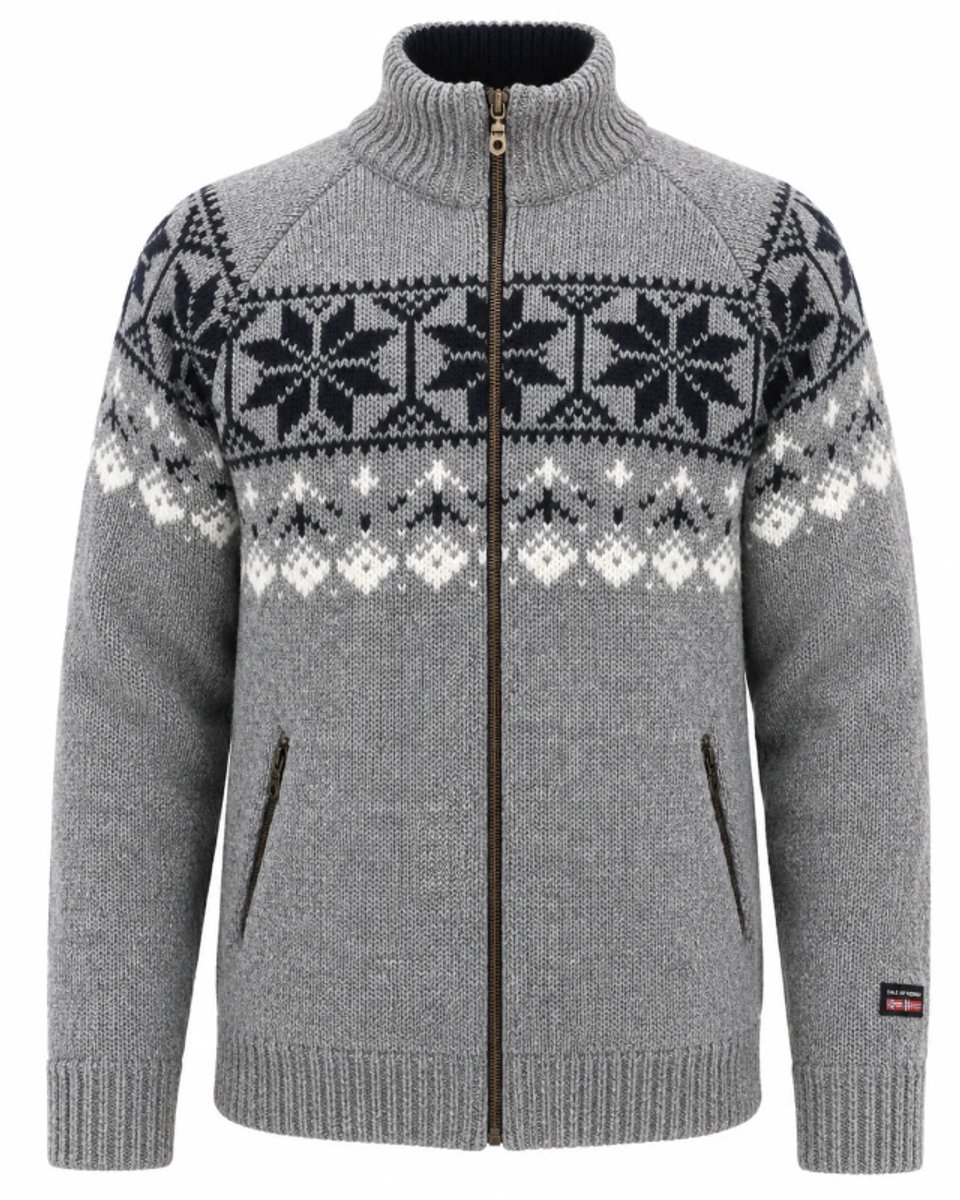 Noors gebreid vest met rits – Norfinde - 100% wol - Grijs