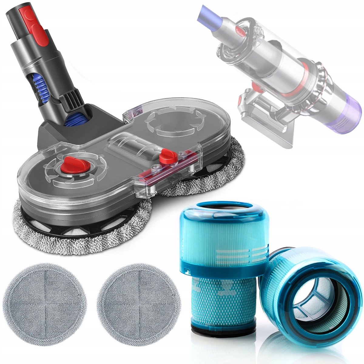 Rosfix Accessoireset Vervanging Mopkopset - Multifunctionele Spuitmond 160 rpm - 2 Mopdoeken - Geschikt voor Dyson