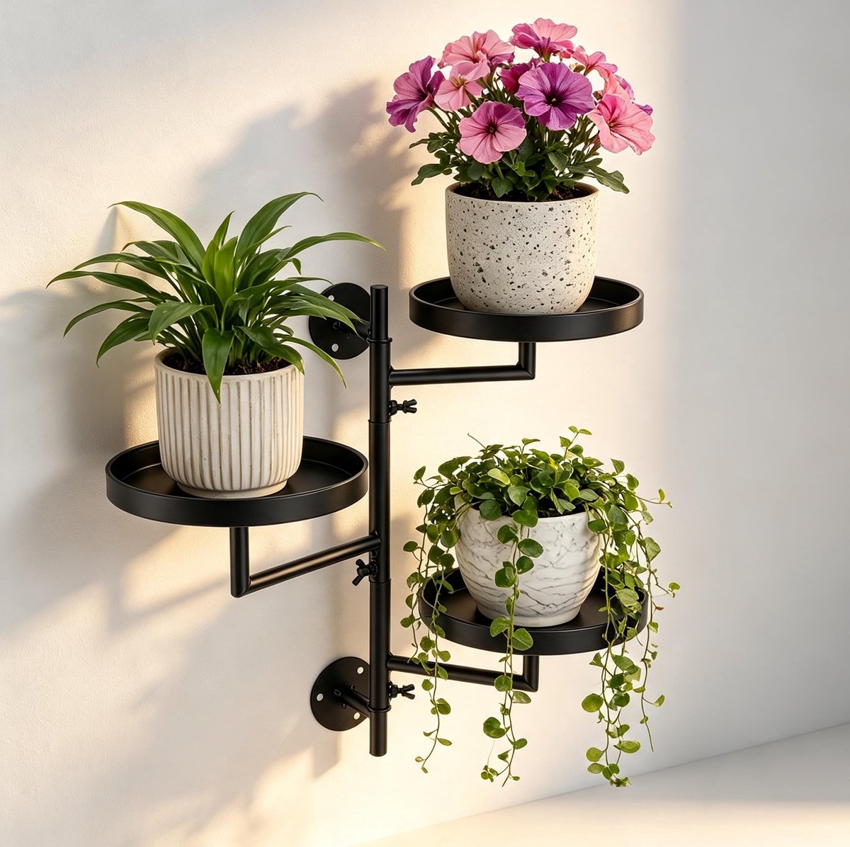 Famanu – Wandhangende plantenstandaard, bloemenstandaard voor binnen en buiten, hoog plantenrek met meerdere verdiepingen voor balkon en woonkamer, ideaal voor het ophangen van uw favoriete planten