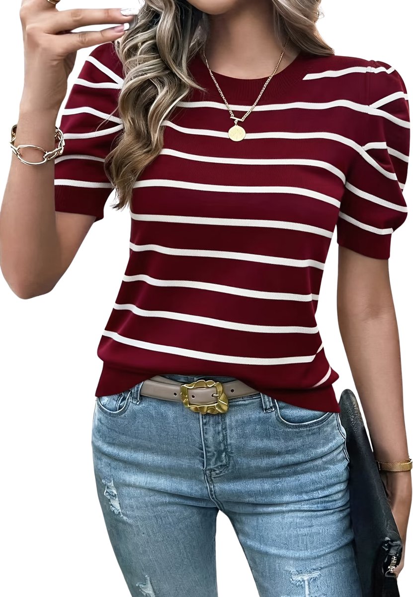 Currero T-Shirt Dames Shirt Zomerkleding T Shirt Mode Old Money Polo Vrouwen Kleding Volwassenen Donkerrood-a