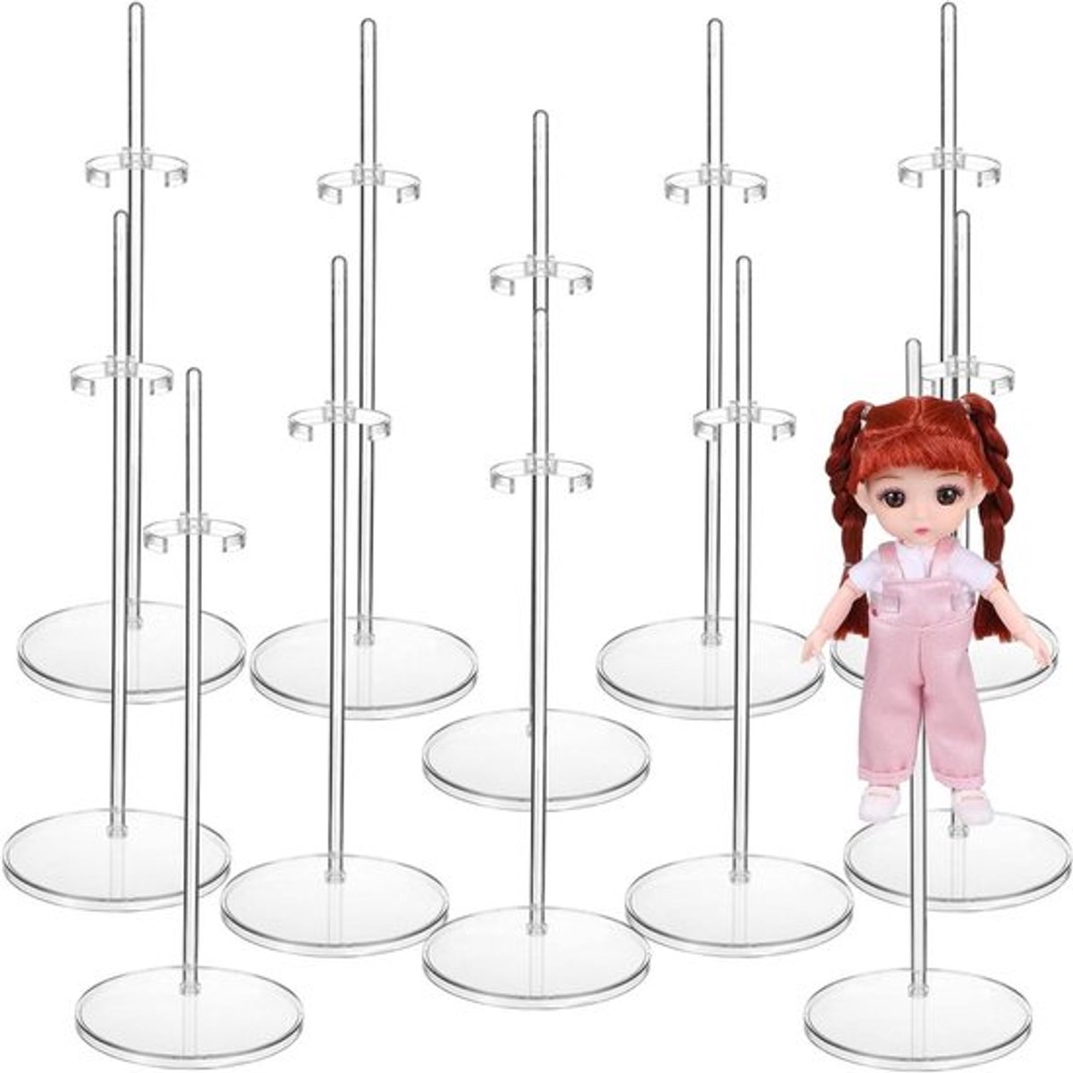 12-delige verstelbare popstandaard set voor tentoonstellingen - Transparante mini popsteunen en actiefiguur houders