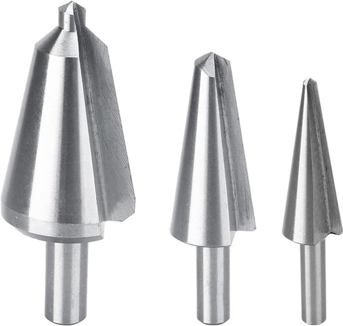Multifunctionele HSS-parapluboor - Boorstapset - Conische kegelsnijder - 16-30,5 mm - Geschikt voor hout en metaal - Zilverkleurig - Boorset met kegelsnijder - Grote diameter.