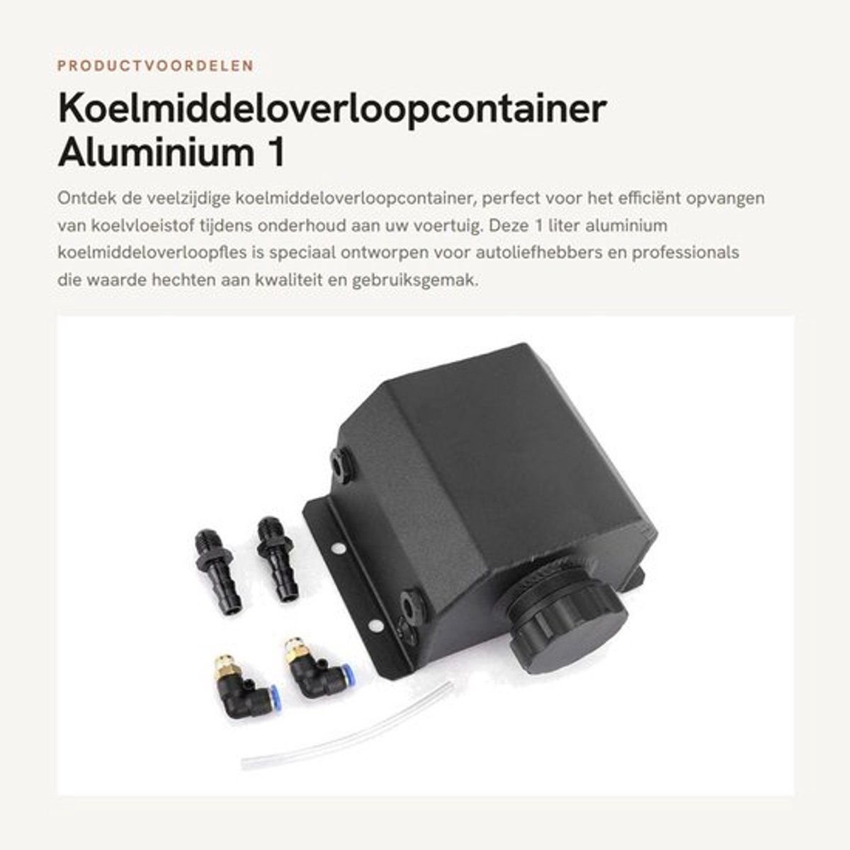 Koelmiddeloverloopcontainer 1 Liter - Aluminium Fles - Herstelreservoir - Universeel Waterreservoir - Eenvoudige Installatie - Voorkomt Lekkage - Koelmiddelreservoir