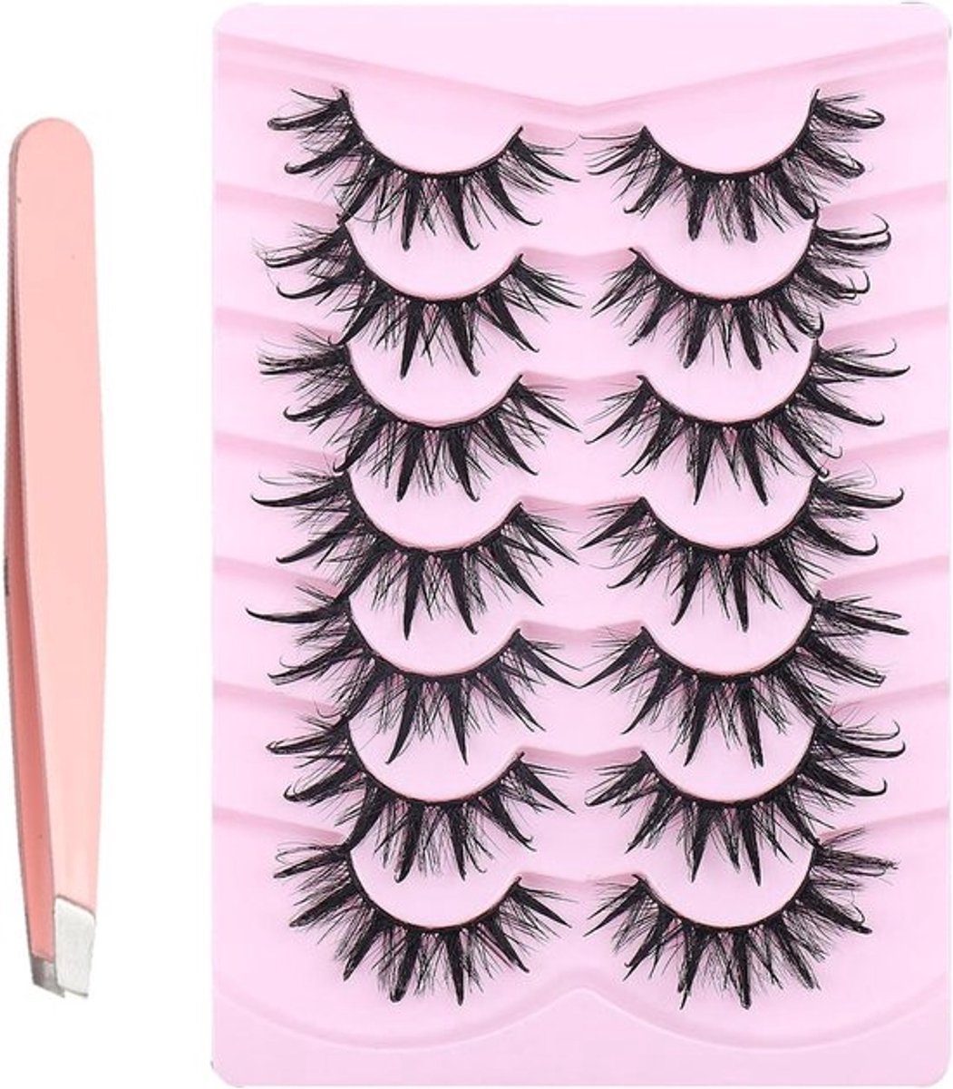 Natuurlijke 3D Kat Oogwimpers - 7 Paar Zachte, Fluffy Valse Wimpers met Pincet en 5D Sleevs voor Perfecte Oogmake-up