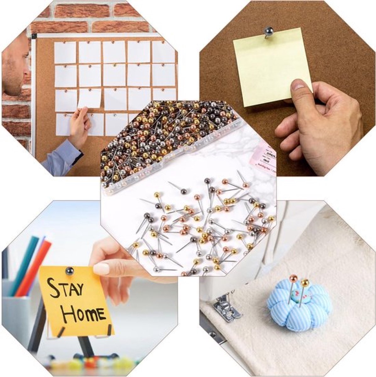 Kaartpunaises - Reiskaart - Duim punaises - Markeer - Kurkbord - Bulletin Board - Foto - Thuiskantoor - School - DIY Craft - Ronde Kop - 800st - 4 Kleuren - Geschikt voor - Push Pins.